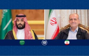 الرئيس الايراني مسعود بزشكيان وولي العهد السعودي الأمير محمد بن سلمان