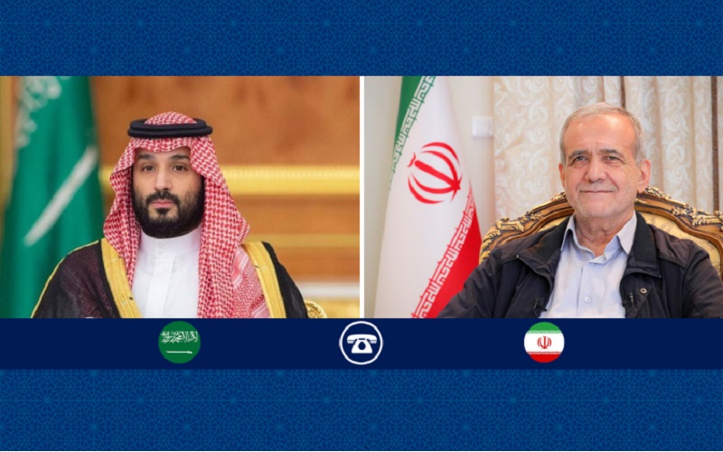 الرئيس الايراني مسعود بزشكيان وولي العهد السعودي الأمير محمد بن سلمان
