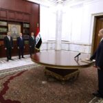 رئيس المحكمة الاتحادية العليا في العراق، القاضي منذر إبراهيم حسين، يؤدي اليمين الدستورية أمام رئيس الجمهورية، عبد اللطيف جمال رشيد