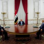 اجتماع الرئاسات الثلاث في العراق، بحضور رئيس الجمهورية عبد اللطيف جمال رشيد، ورئيس مجلس الوزراء محمد شياع السوداني، ورئيس مجلس النواب محمود المشهداني