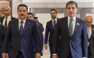 رئيس إقليم كوردستان نيجيرفان بارزاني، ورئيس الوزراء العراقي محمد شياع السوداني