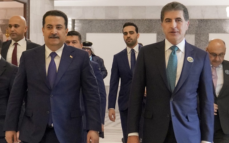 رئيس إقليم كوردستان نيجيرفان بارزاني، ورئيس الوزراء العراقي محمد شياع السوداني