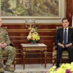 اجتماع رئيس إقليم كوردستان نيجيرفان بارزاني، مع قائد قوات التحالف الدولي في العراق وسوريا الجنرال كيفن ليهي