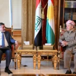 رئيس الحزب الديمقراطي الكوردستاني مسعود بارزاني، يستقبل القائم بأعمال السفارة الأمريكية في بغداد ستيفن فاجن
