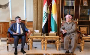 رئيس الحزب الديمقراطي الكوردستاني مسعود بارزاني، يستقبل القائم بأعمال السفارة الأمريكية في بغداد ستيفن فاجن