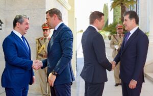 وزير الدفاع الإستوني هانو بيفكور، يلتقي رئيس إقليم كوردستان نيجيرفان بارزاني، ورئيس مجلس وزراء الإقليم مسرور بارزاني