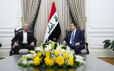 رئيس مجلس الوزراء العراقي محمد شياع السوداني، يستقبل رئيس الاتحاد الوطني الكردستاني بافل طالباني
