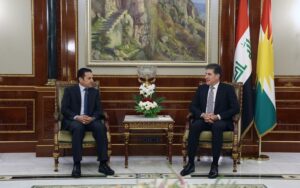 مستشار الأمن القومي العراقي قاسم الأعرجي، يلتقى في أربيل، رئيس إقليم كوردستان نيجيرفان بارزاني