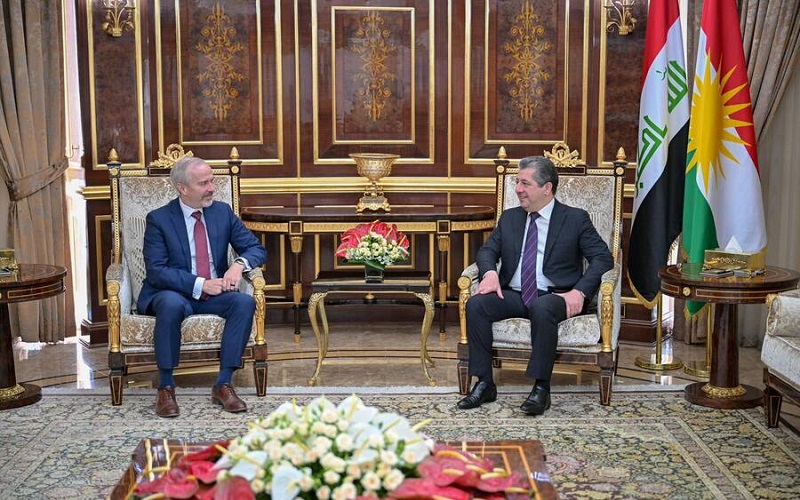 رئيس وزراء إقليم كوردستان مسرور بارزاني، يستقبل القنصل العام الأمريكي لدى الإقليم ستيفن بيتنر