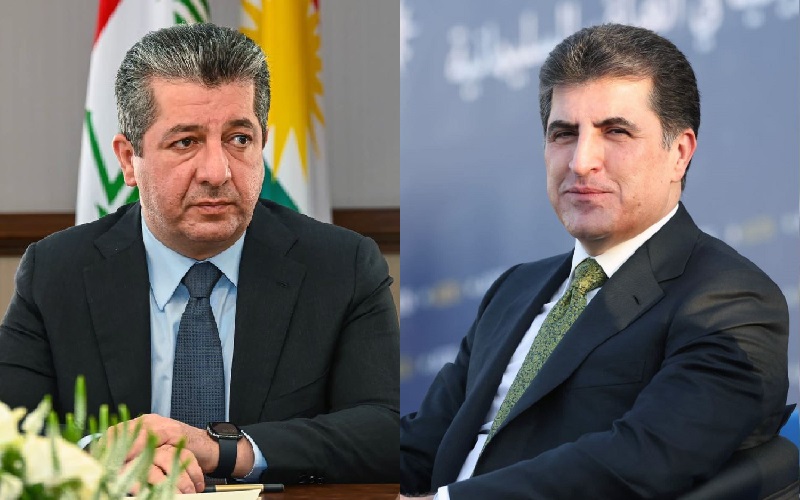 رئيس إقليم كوردستان نيجيرفان بارزاني ورئيس وزراء الإقليم مسرور بارزاني
