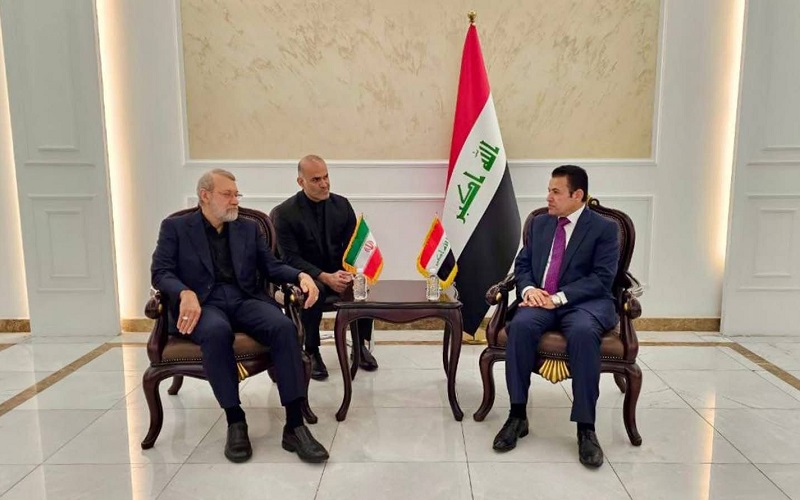 مستشار الأمن القومي العراقي قاسم الأعرجي، يستقبل أمين المجلس الأعلى للأمن القومي الإيراني علي لاريجاني