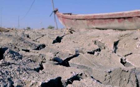 هور الجبايش جنوبي العراق عقب انحسار المياه فيه