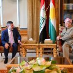زعيم الحزب الديمقراطي الكوردستاني مسعود بارزاني، يستقبل القائم بأعمال السفارة الأمريكية لدى العراق ستيفن فاغن