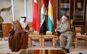 زعيم الحزب الديمقراطي الكوردستاني مسعود بارزاني، يستقبل سفير مملكة البحرين لدى العراق خالد أحمد المنصور