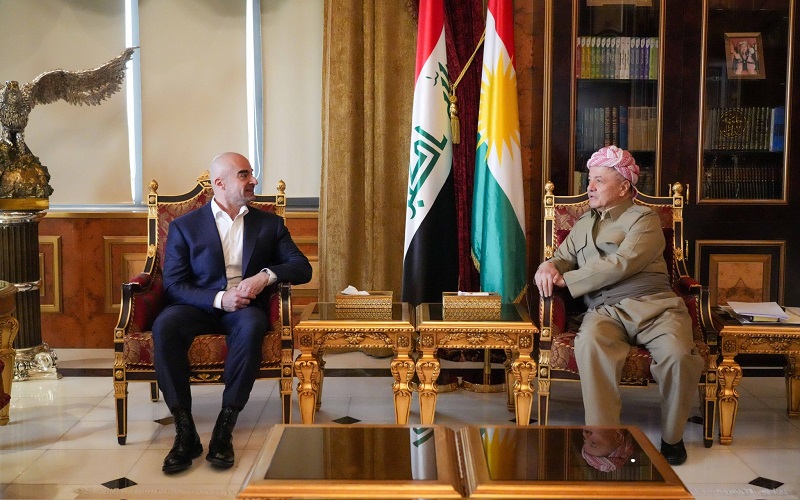زعيم الحزب الديمقراطي الكوردستاني مسعود بارزاني، يستقبل رئيس الاتحاد الوطني الكوردستاني بافل طالباني
