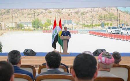 رئيس وزراء إقليم كوردستان مسرور بارزاني، خلال تدشين طريق شيخان - لالش في محافظة دهوك