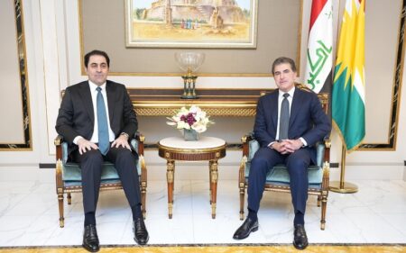 رئيس إقليم كوردستان نيجيرفان بارزاني، يستقبل النائب الأول لرئيس مجلس النواب العراقي محسن المندلاوي