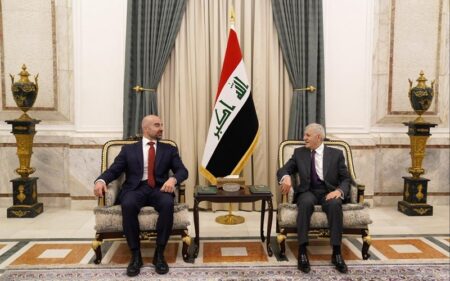 الرئيس العراقي عبد اللطيف رشيد، يستقبل رئيس الاتحاد الوطني الكوردستاني بافل طالباني