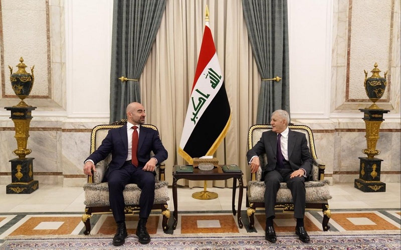 الرئيس العراقي عبد اللطيف رشيد، يستقبل رئيس الاتحاد الوطني الكوردستاني بافل طالباني