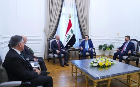 رئيس الوزراء العراقي محمد شياع السوداني، يستقبل رئيس الاتحاد الوطني الكردستاني بافل طالباني