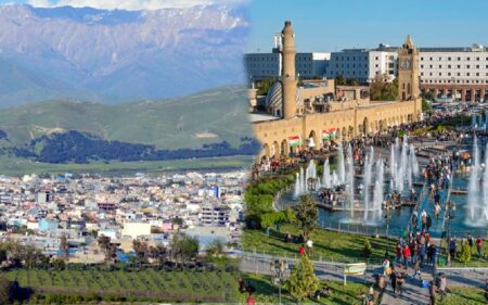 منظر من مدينتي أربيل وحلبجة