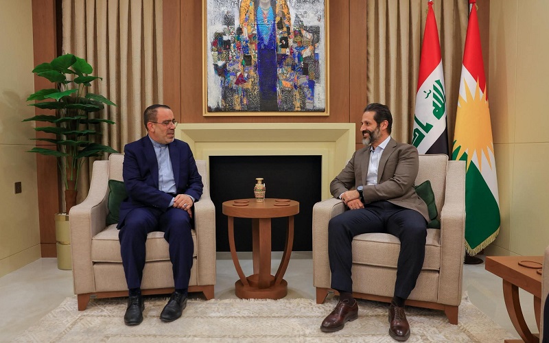 نائب رئيس وزراء إقليم كوردستان قوباد طالباني، يستقبل القنصل العام للجمهورية الإسلامية الإيرانية لدى أربيل فرامرز أسدي