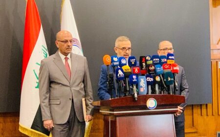 وزير التخطيط العراقي محمد تميم، خلال المؤتمر الصحفي للإعلان النهائي عن نتائج التعداد العام للسكان في البلاد