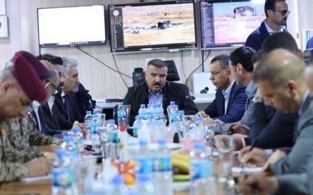 اجتماع لجنة التحقيق الخاصة باستهداف حقل كورمور برئاسة وزير الداخلية العراقي عبدالأمير الشمري وعضوية رئيس جهاز المخابرات حميد الشطري ووزير الداخلية في إقليم كردستان ريبر أحمد