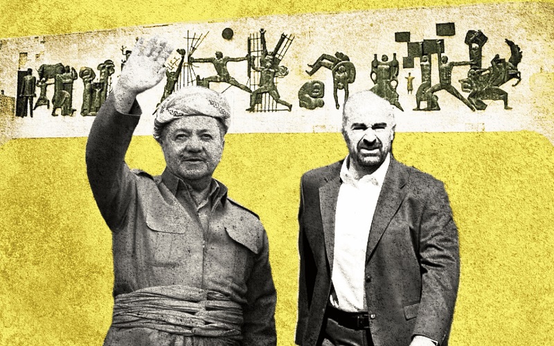 رئيس الاتحاد الوطني الكوردستاني بزعامة بافل طالباني، مع زعيم الحزب الديمقراطي الكوردستاني مسعود بارزاني