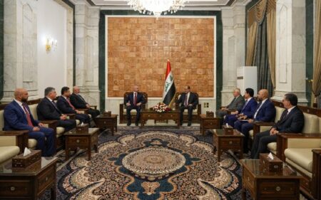 رئيس ائتلاف دولة القانون نوري المالكي يستقبل رئيس الاتحاد الوطني الكوردستاني بافل طالباني