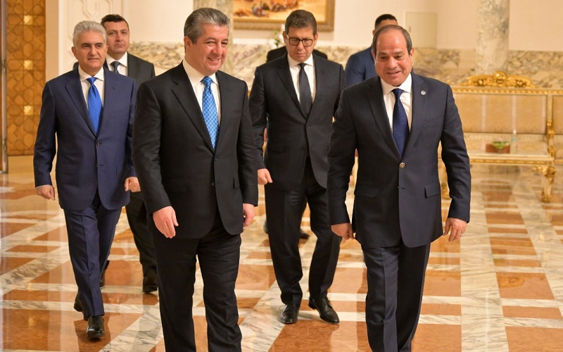 الرئيس المصري عبد الفتاح السيسي يستقبل رئيس حكومة إقليم كوردستان مسرور بارزاني