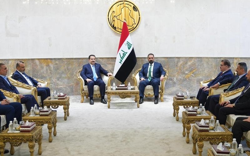 رئيس الوزراء العراقي محمد شياع السوداني، يلتقي رئيس مجلس النواب الجديد هيبت حمد الحلبوسي