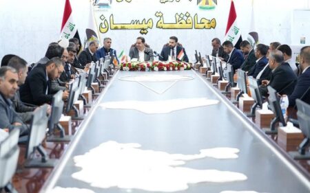 محافظ ميسان العراقية حبيب ظاهر الفرطوسي، يستقبل محافظ إيلام الإيرانية أحمد كرمي