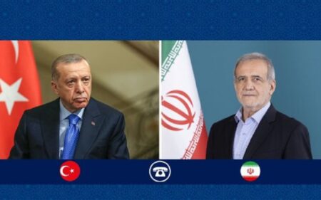 الرئيس الإيراني مسعود بزشكيان، ونظيره التركي رجب طيب أردوغان