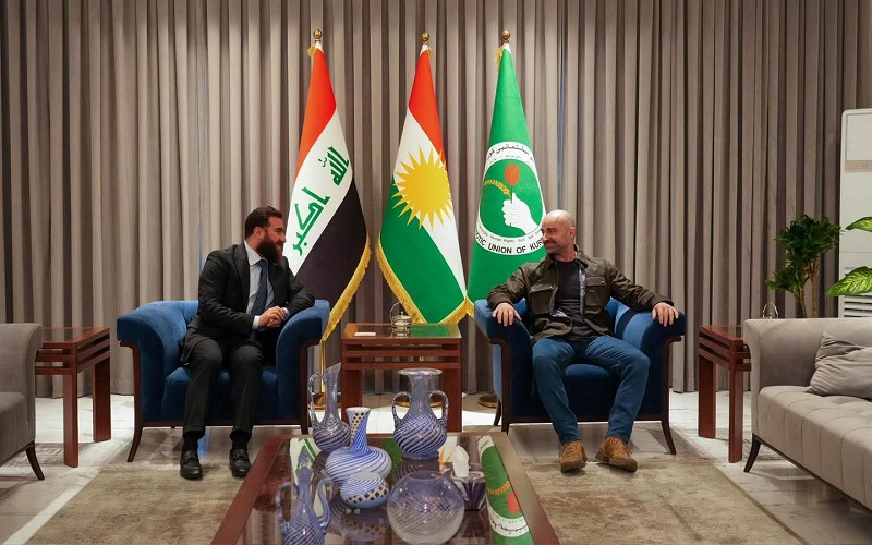 رئيس الاتحاد الوطني الكوردستاني بافل طالباني، يستقبل الأمين العام لحركة بابليون ريان الكلداني