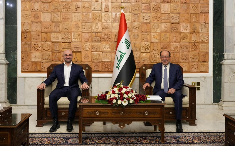 رئيس ائتلاف دولة القانون نوري المالكي، يستقبل رئيس الاتحاد الوطني الكوردستاني بافل طالباني