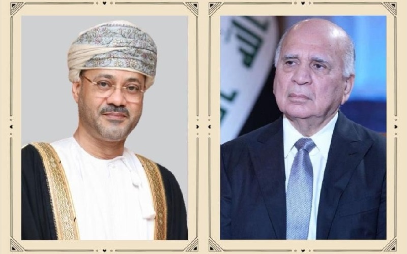 وزير الخارجية العراقي فؤاد حسين، ونظيره العماني بدر البوسعيدي