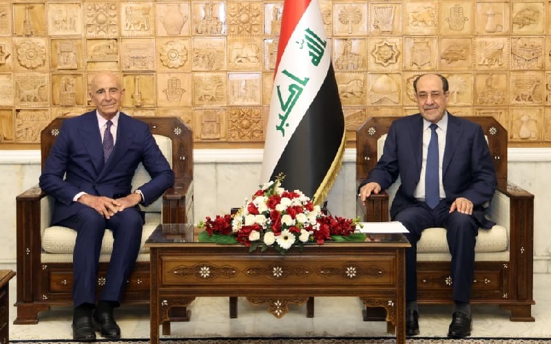 رئيس ائتلاف دولة القانون نوري المالكي، يستقبل المبعوث الأمريكي الخاص إلى سوريا توم باراك