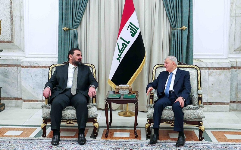 رئيس الجمهورية العراقي عبد اللطيف رشيد، يستقبل رئيس مجلس النواب هيبت الحلبوسي