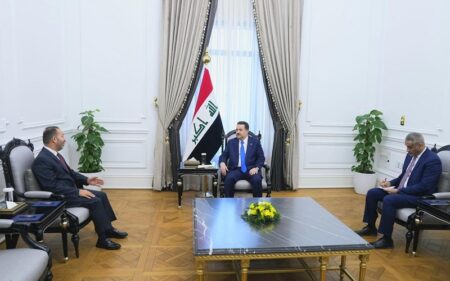 رئيس الوزراء العراقي محمد شياع السوداني، يستقبل السفير الأردني في بغداد ماهر سالم الطراونة