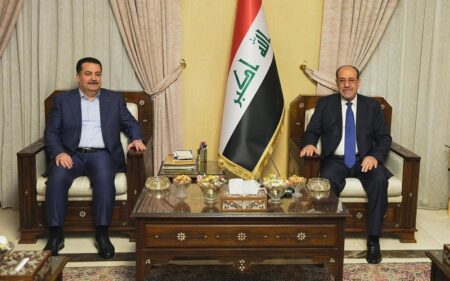 رئيس الوزراء العراقي محمد شياع السوداني يلتقي رئيس ائتلاف دولة القانون نوري المالكي