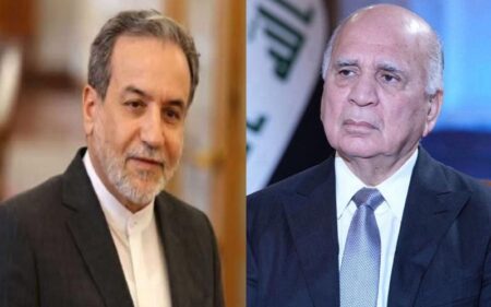 نائب رئيس الوزراء وزير الخارجية العراقي فؤاد حسين، ووزير الخارجية الإيراني عباس عراقجي