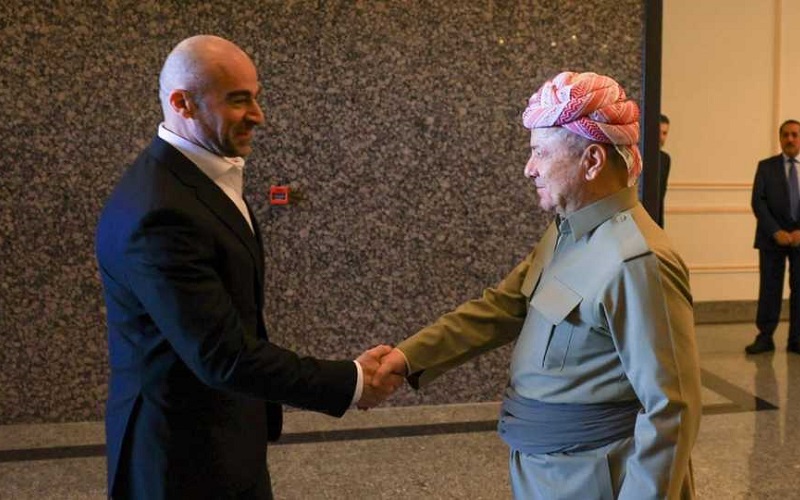 زعيم الحزب الديمقراطي الكوردستاني مسعود بارزاني، يستقبل رئيس الاتحاد الوطني الكوردستاني بافل طالباني