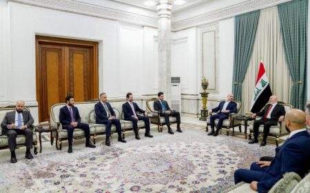 الرئيس العراقي الجديد نزار آميدي يستقبل رئيس الاتحاد الوطني الكوردستاني بافل طالباني والوفد المرافق له