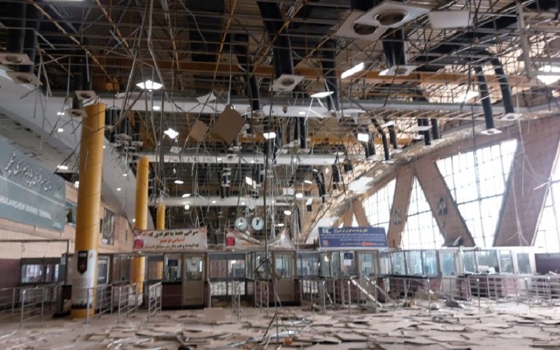 استهداف قاعة المسافرين في منفذ الشلامجة الحدودي بين العراق وإيران