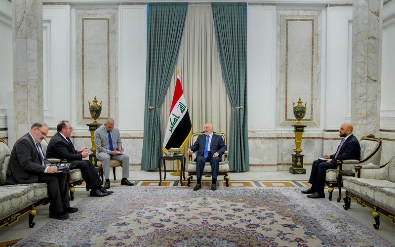 الرئيس العراقي نزار آميدي يستقبل القائم بأعمال السفارة الأمريكية في بغداد جوشوا هاريس