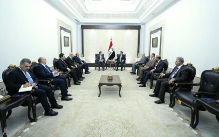 رئيس الوزراء العراقي محمد شياع السوداني، يستقبل وفد الحزب الديمقراطي الكوردستاني