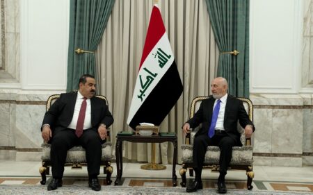 الرئيس العراقي نزار آميدي يستقبل رئيس تحالف العزم مثنى السامرائي