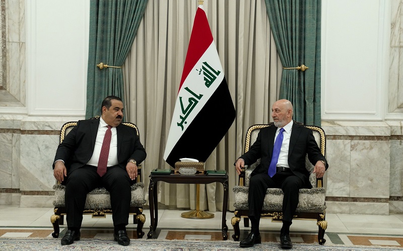 الرئيس العراقي نزار آميدي يستقبل رئيس تحالف العزم مثنى السامرائي