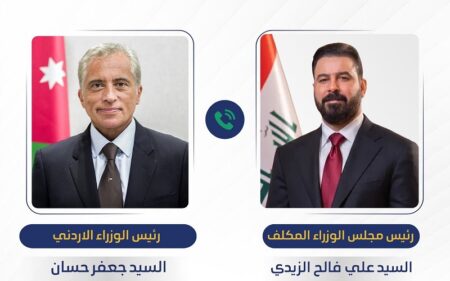 رئيس الوزراء العراقي المكلف علي الزيدي ورئيس الوزراء الأردني جعفر حسان